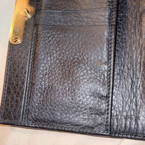 Vintage Gucci Black Leather Bamboo Continental Wallet